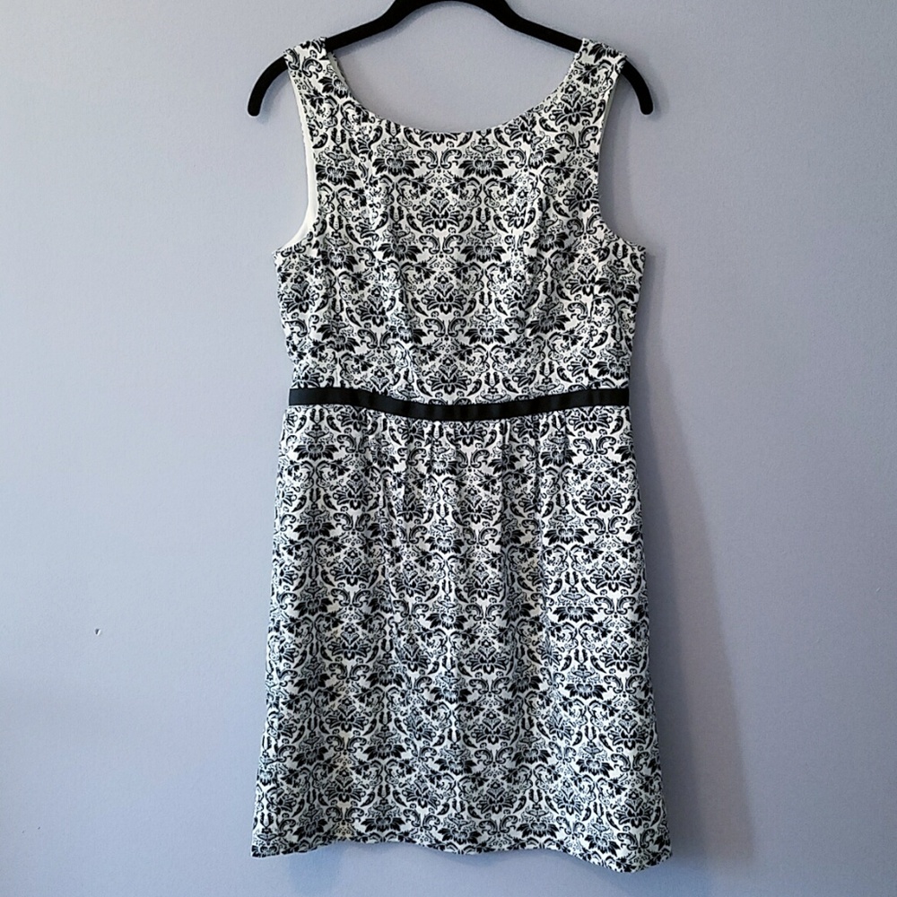 LOFT Black and White Toile Print Dress